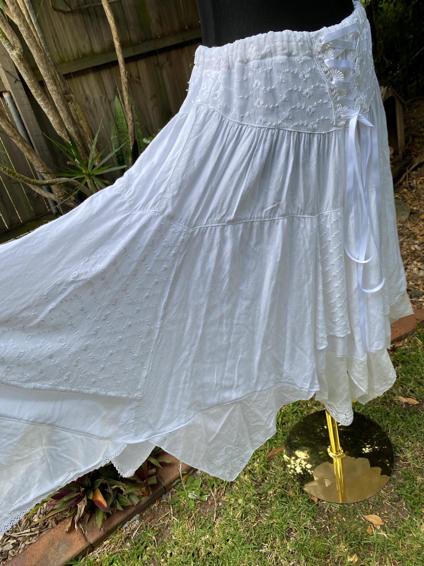 Reworked white flowy fairy skirt, size Medium/Large