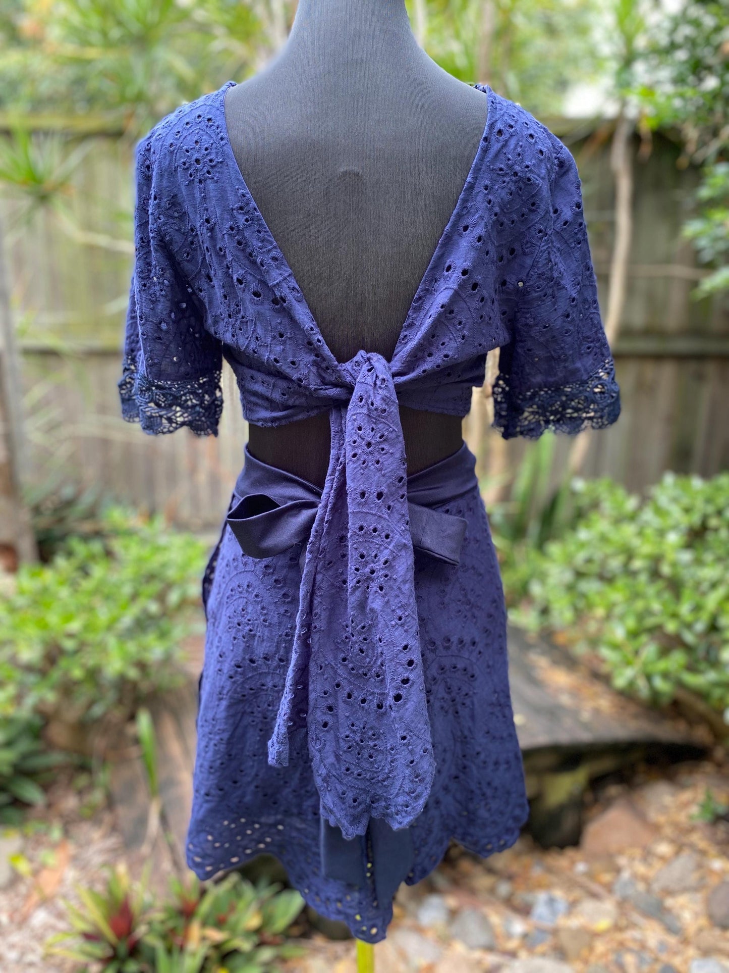Reworked blue two piece festival outfit - size Medium