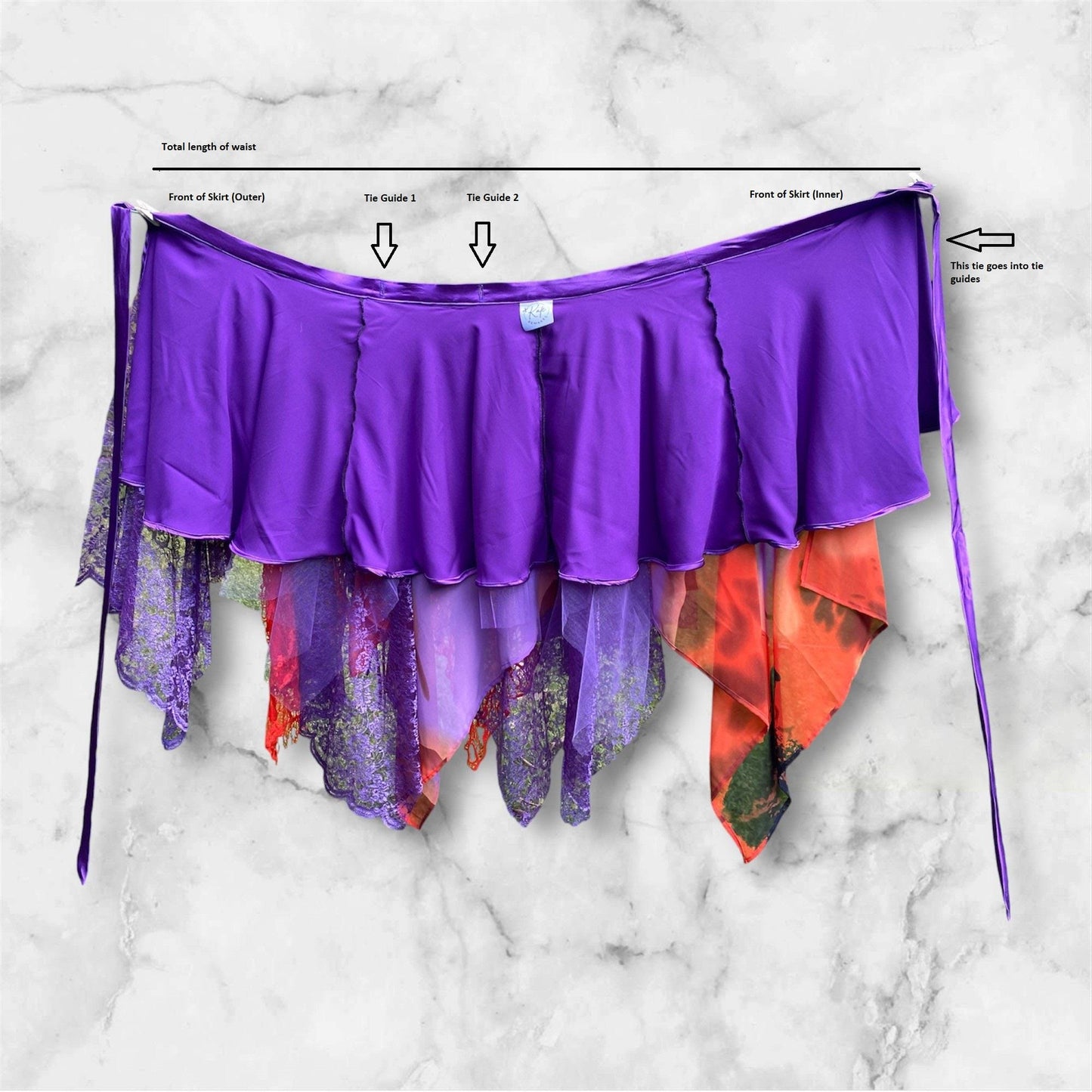 Purple and Orange reworked wrap skirt - One size