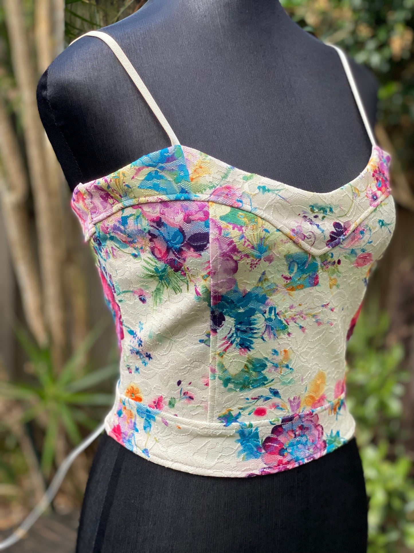 Reworked floral crop top, size Small/Medium