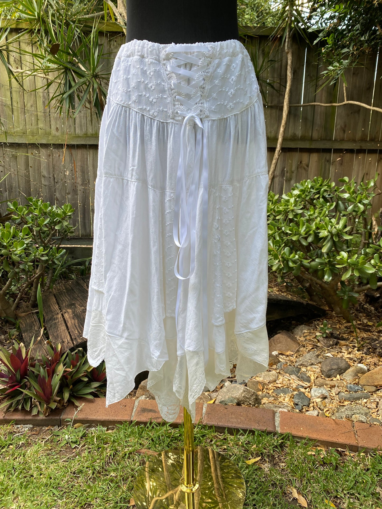 Reworked white flowy fairy skirt, size Medium/Large