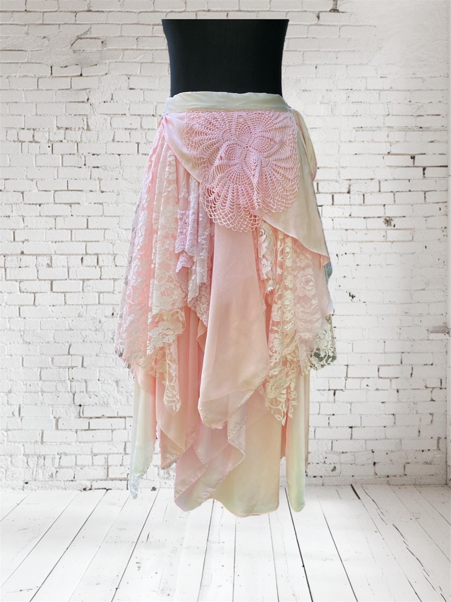 Pale Pink and Peach reworked wrap skirt - One size