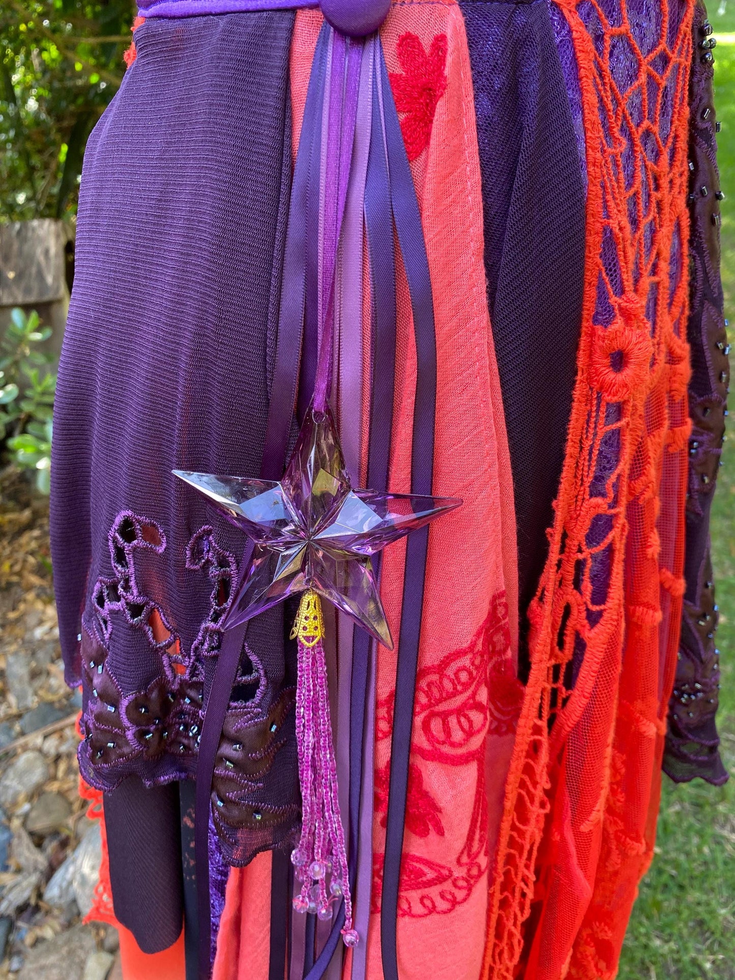 Purple and Orange reworked wrap skirt - One size