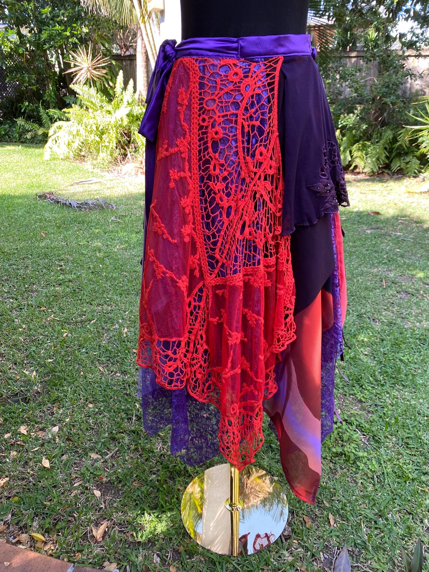 Purple and Orange reworked wrap skirt - One size