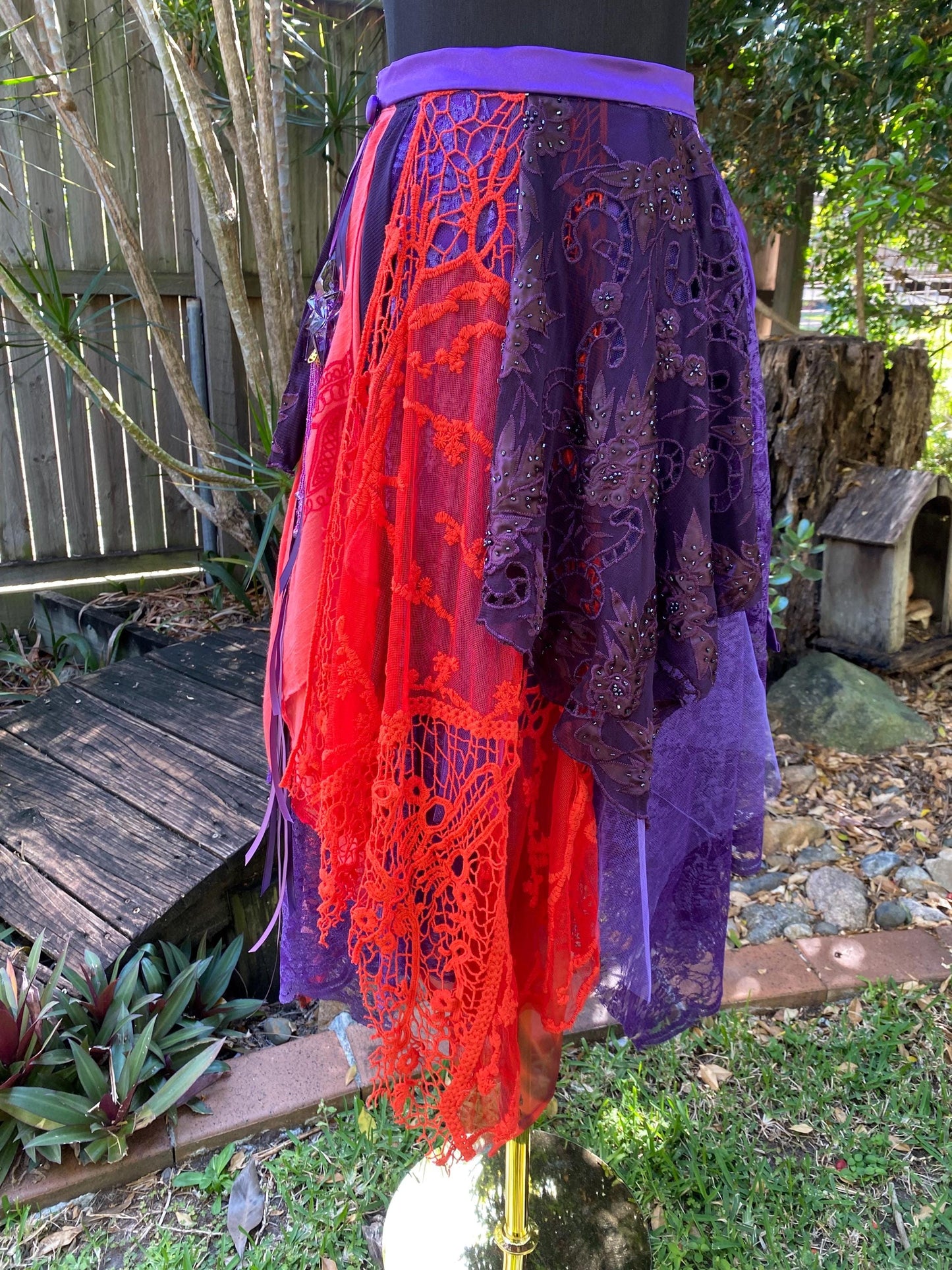 Purple and Orange reworked wrap skirt - One size