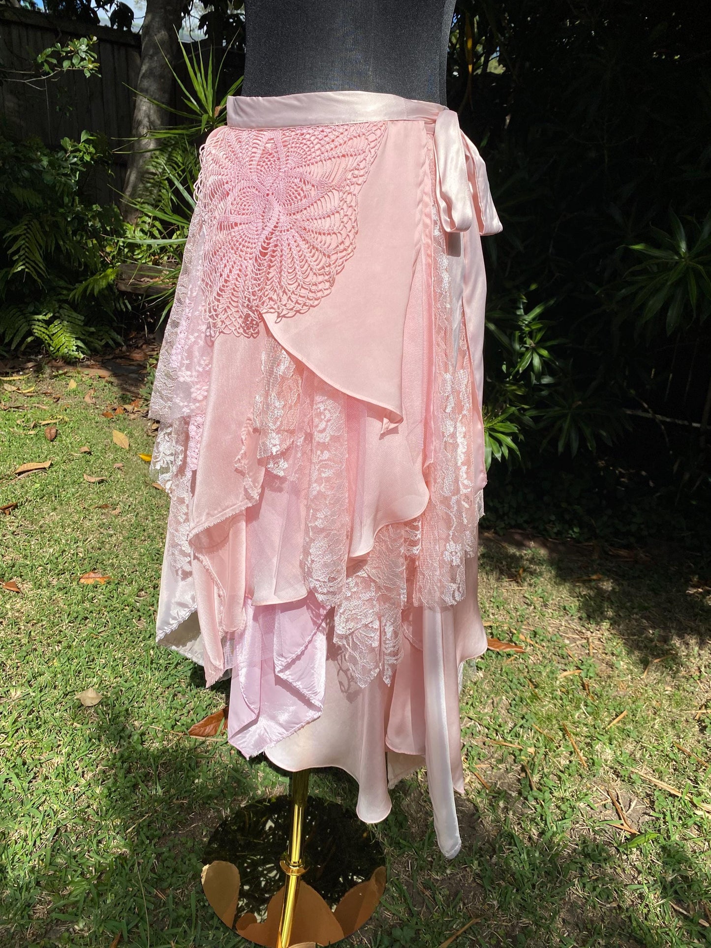 Pale Pink and Peach reworked wrap skirt - One size