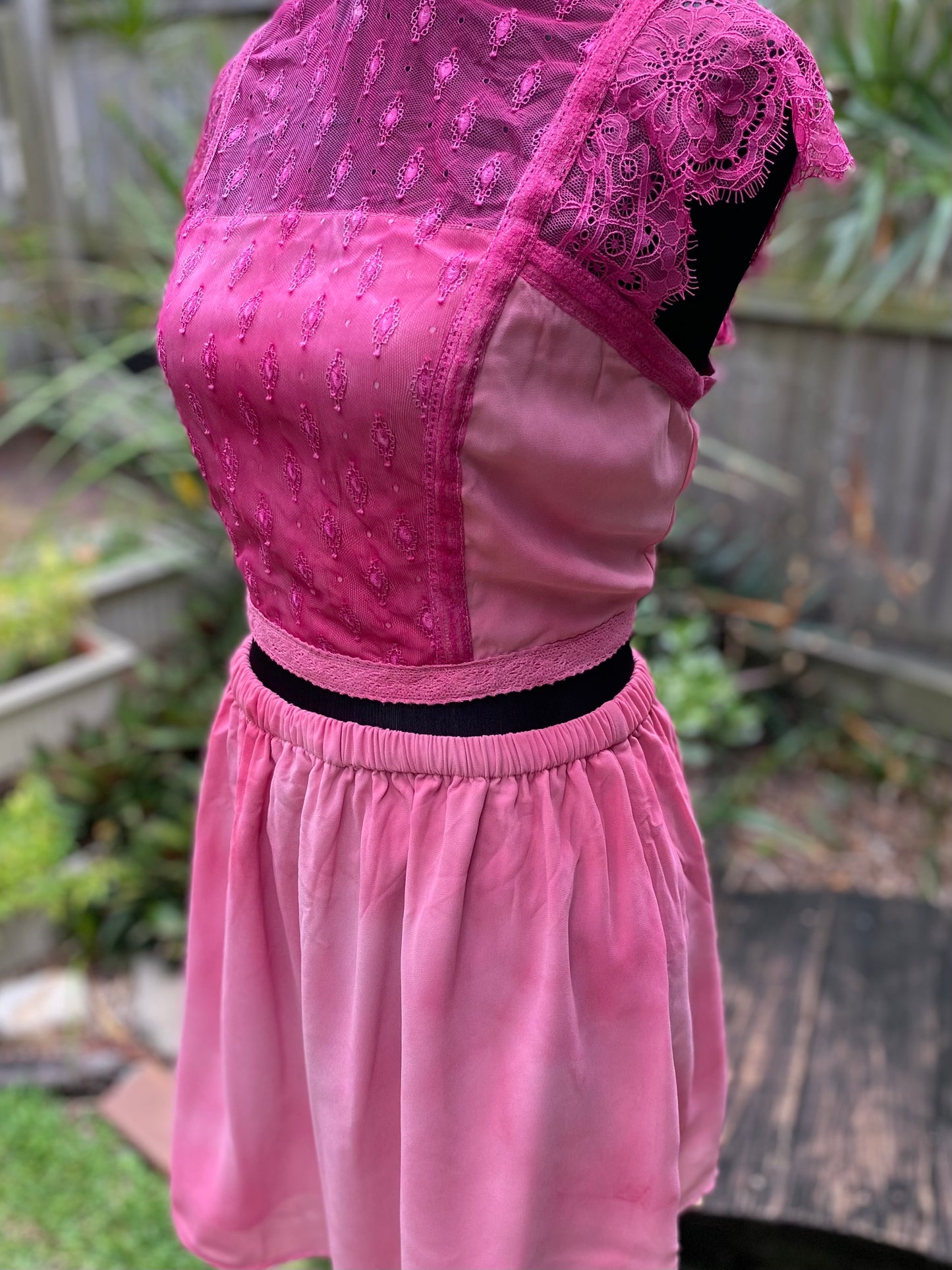 Reworked pink two piece festival outfit - size Medium/Large