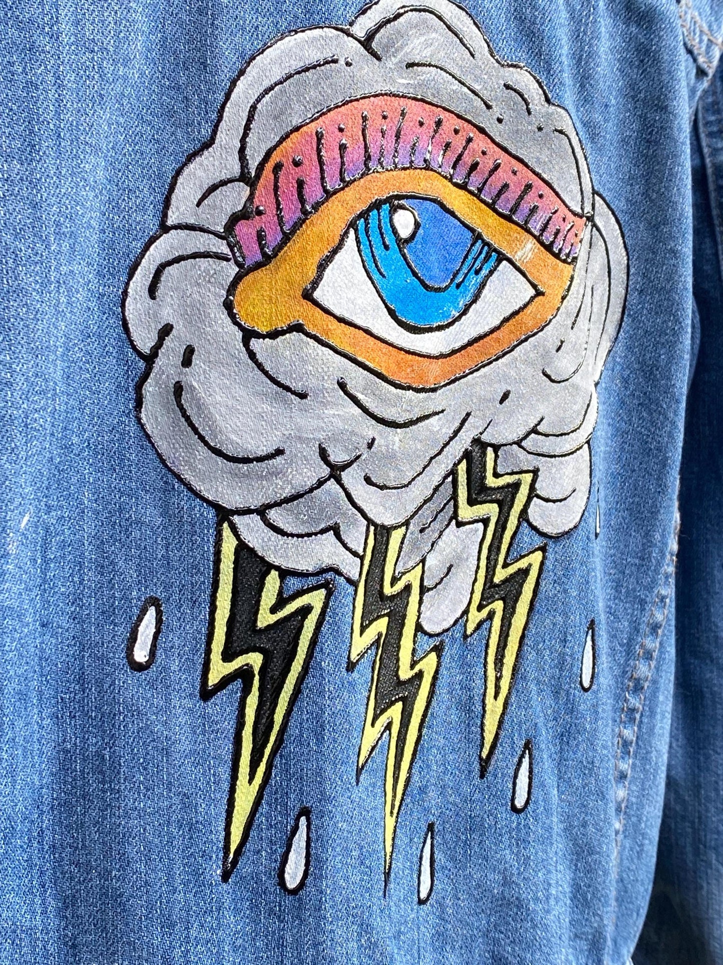 Hand painted denim jacket "Nope" - size Medium