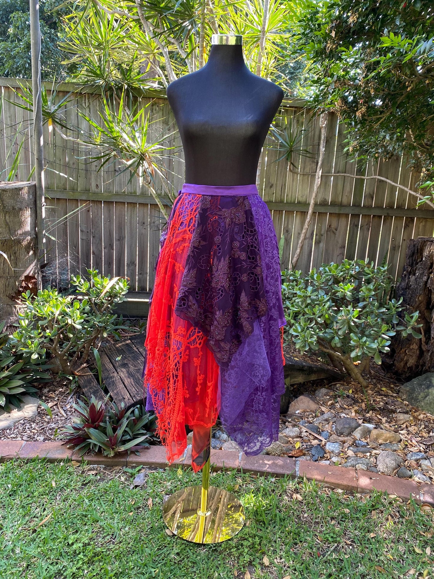 Purple and Orange reworked wrap skirt - One size