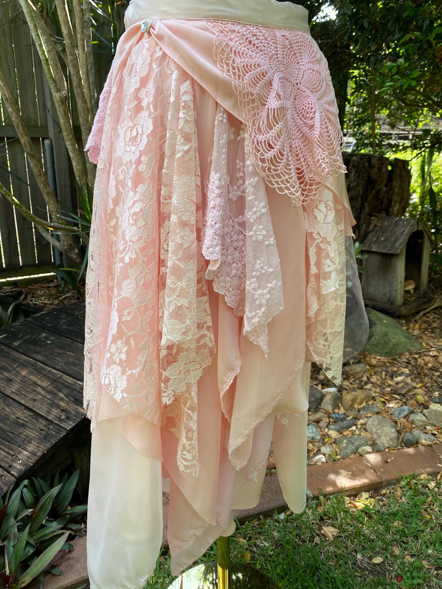 Pale Pink and Peach reworked wrap skirt - One size