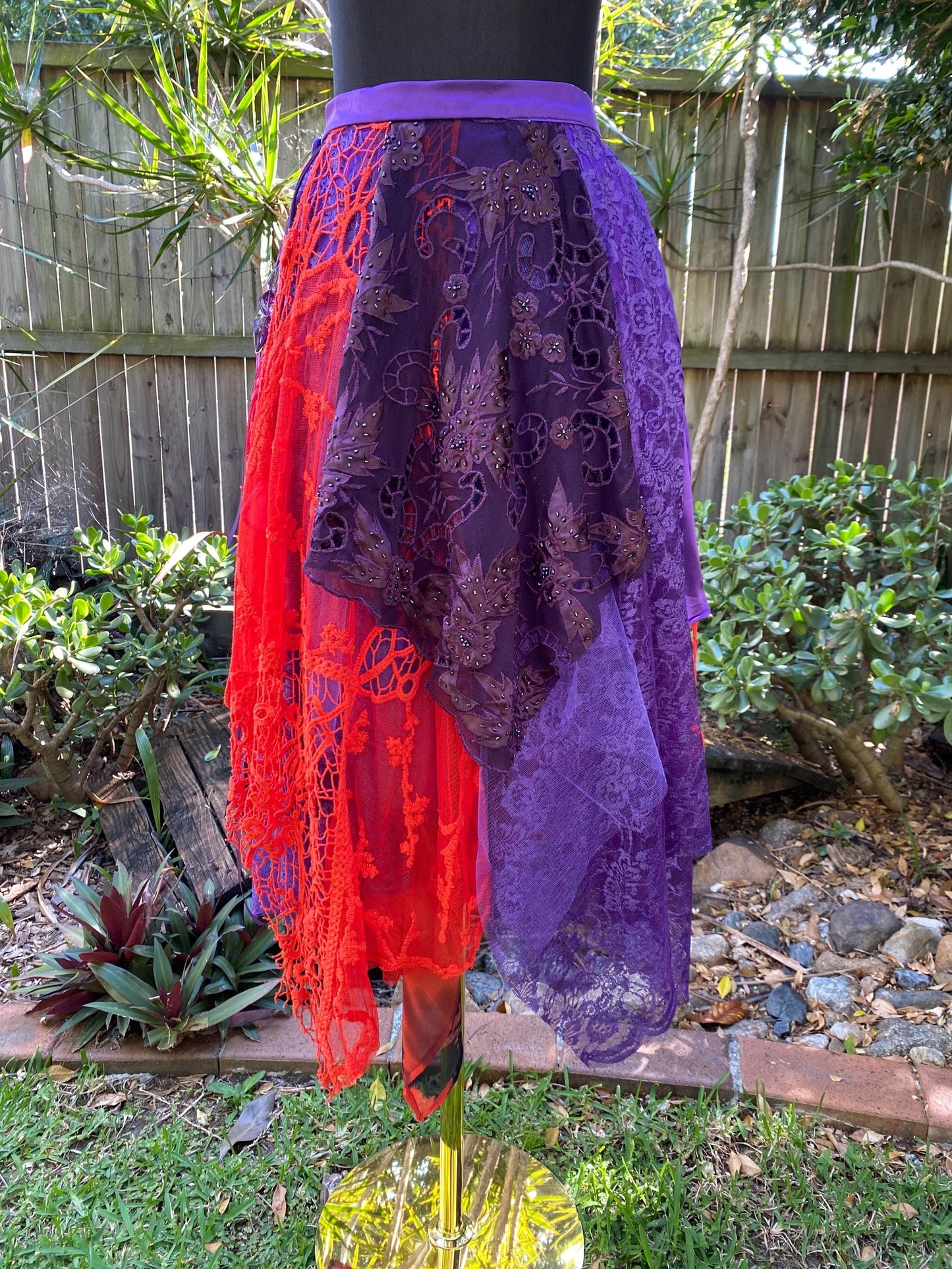 Purple and Orange reworked wrap skirt - One size