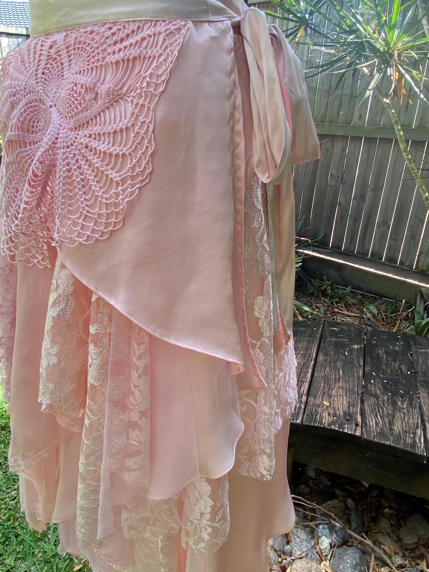 Pale Pink and Peach reworked wrap skirt - One size