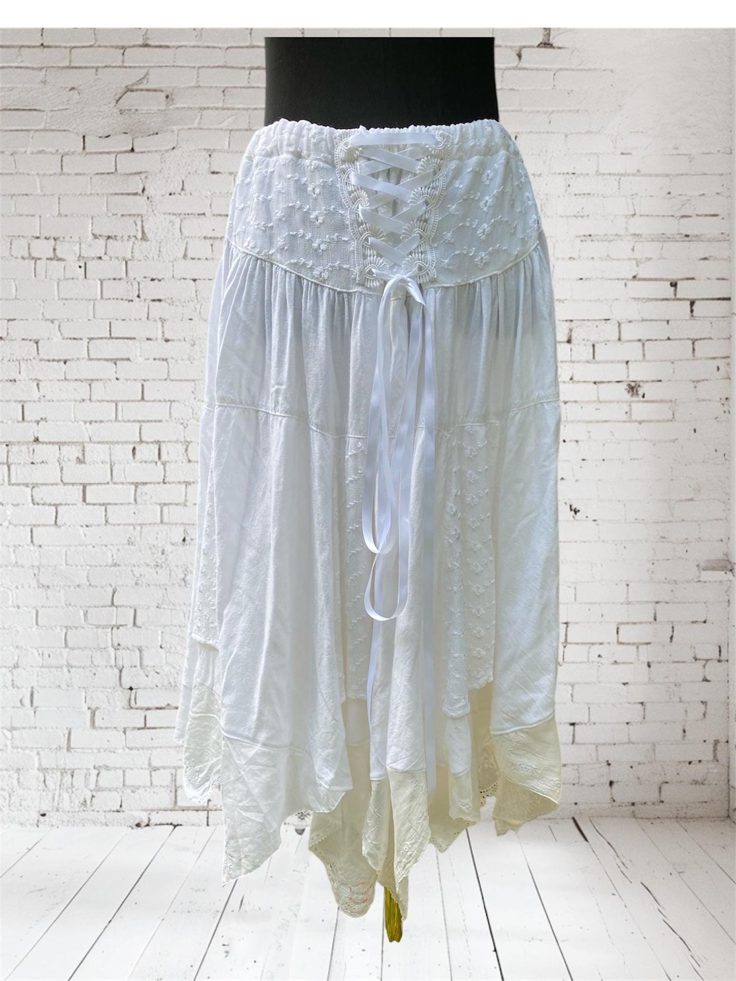 Reworked white flowy fairy skirt, size Medium/Large