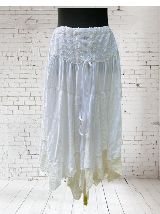 Reworked white flowy fairy skirt, size Medium/Large