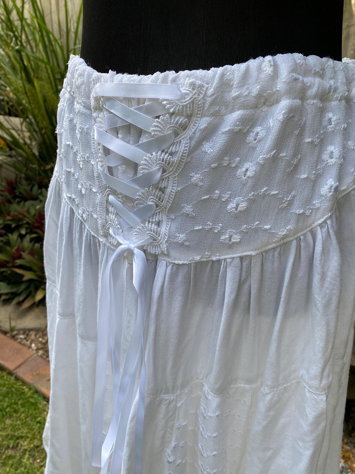 Reworked white flowy fairy skirt, size Medium/Large