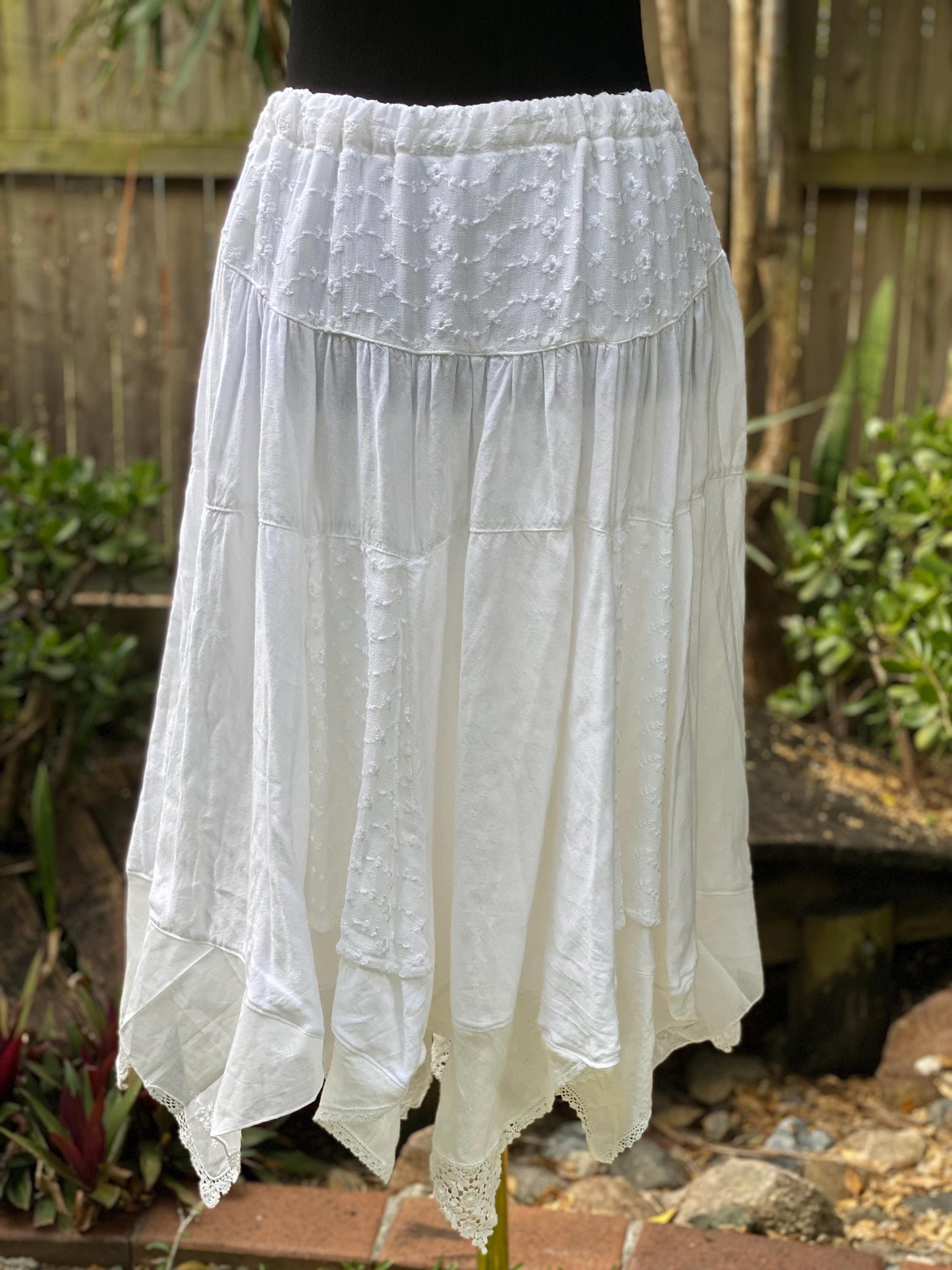 Reworked white flowy fairy skirt, size Medium/Large