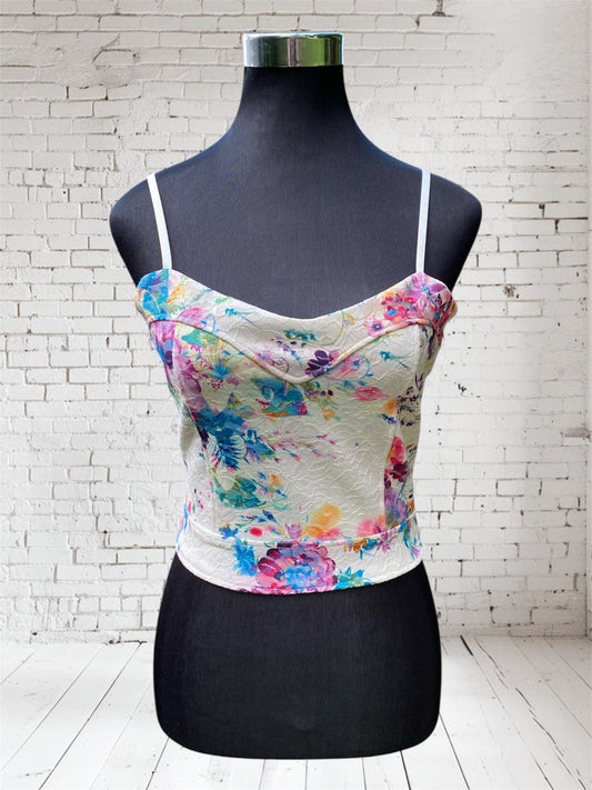 Reworked floral crop top, size Small/Medium