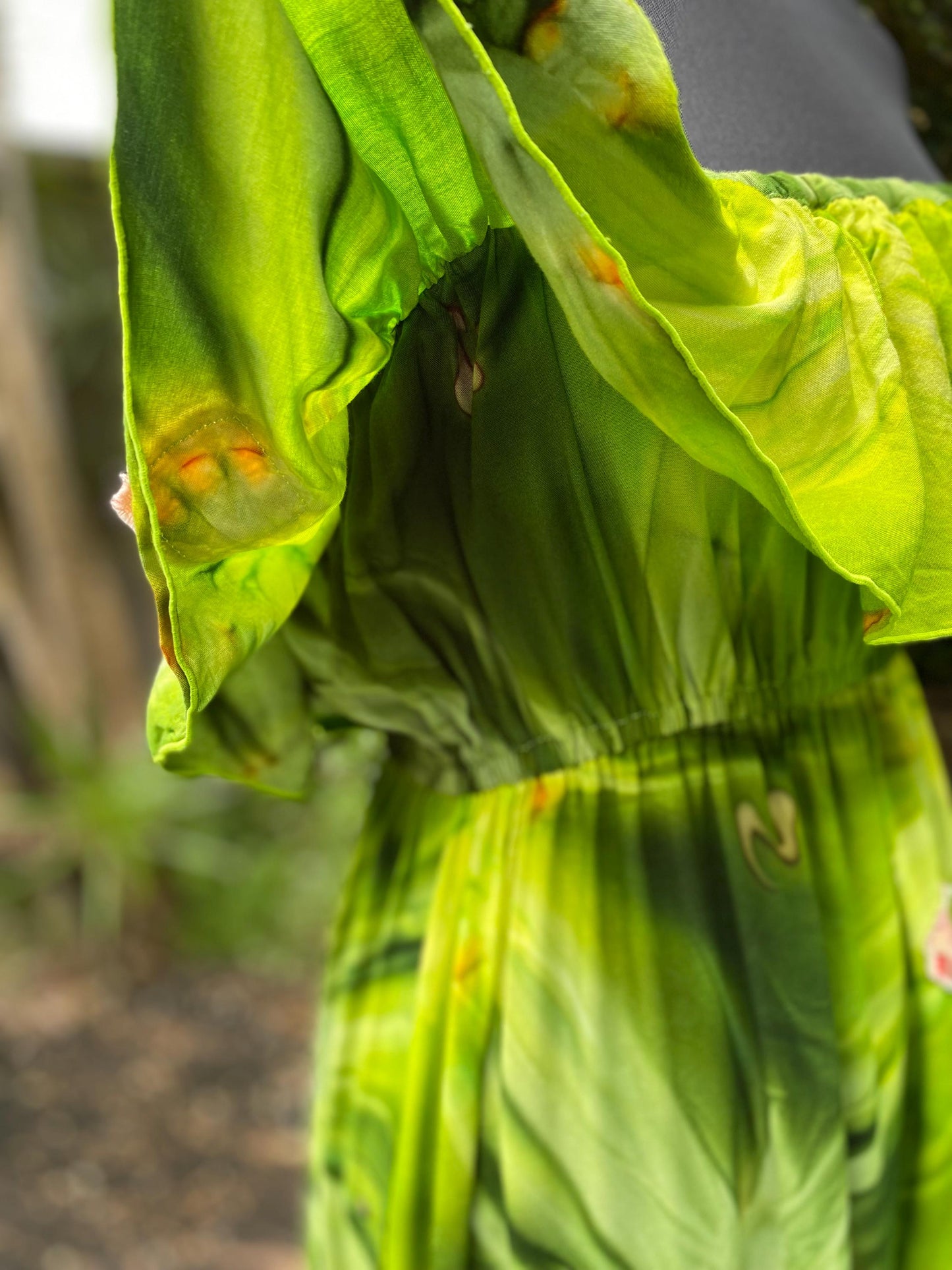 Reworked Green Tie Dye Strapless Dress - size Medium