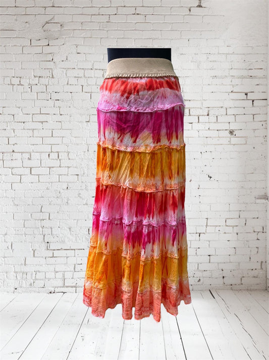 Reworked Orange and Pink skirt - size Medium/Large