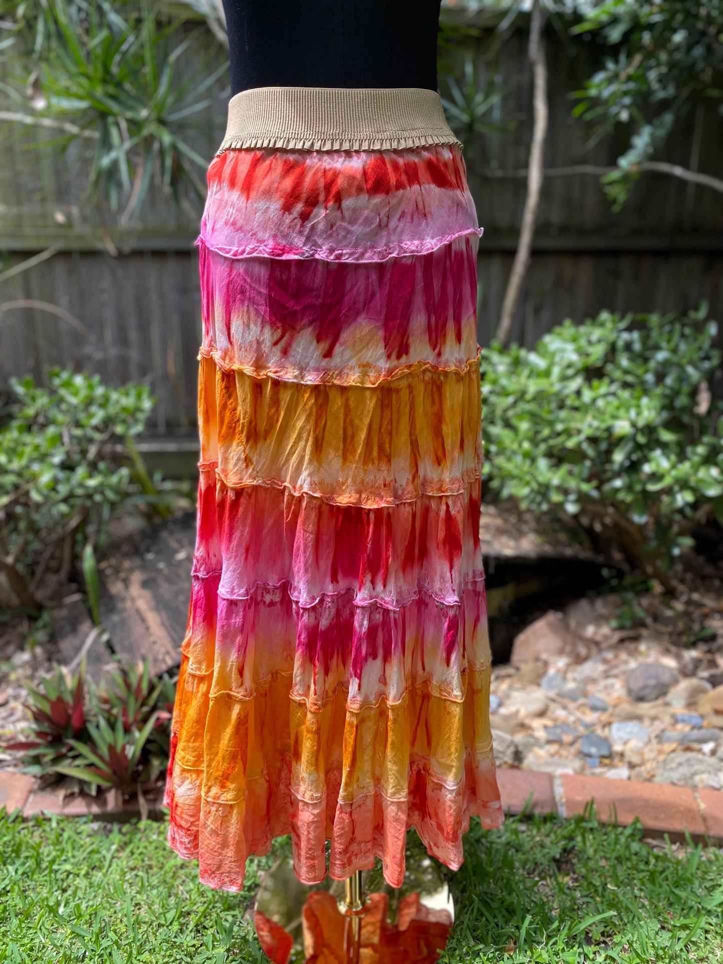 Reworked Orange and Pink skirt - size Medium/Large